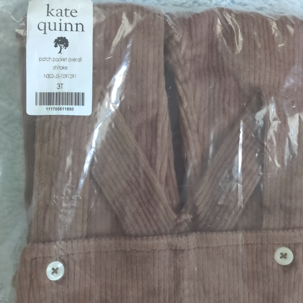 NWT 3T Kate Quinn Organics Patch Pocket Overalls Corduroy Shitake Shiitake Brown - Picture 3 of 4